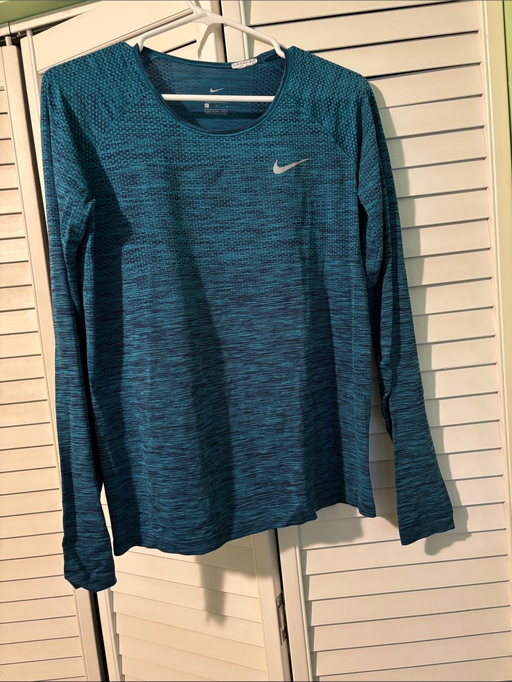 Nike Teal Space-Dyed Long Sleeve Athletic Top